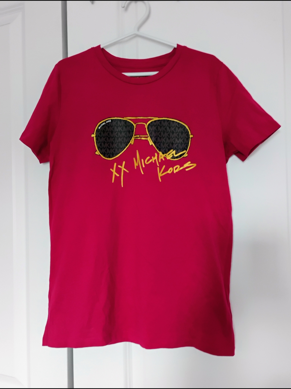 Michaels Kids Hot Pink Tee with Yellow Sunglasses Graphic
